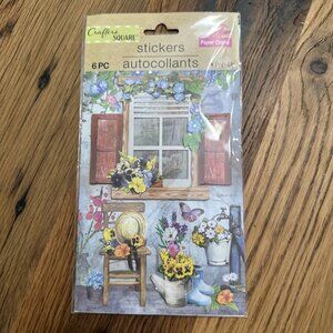 Crafters Swuare Paper Crafts Stickers 6 Pc Scrapbook Cottage Cottagecore